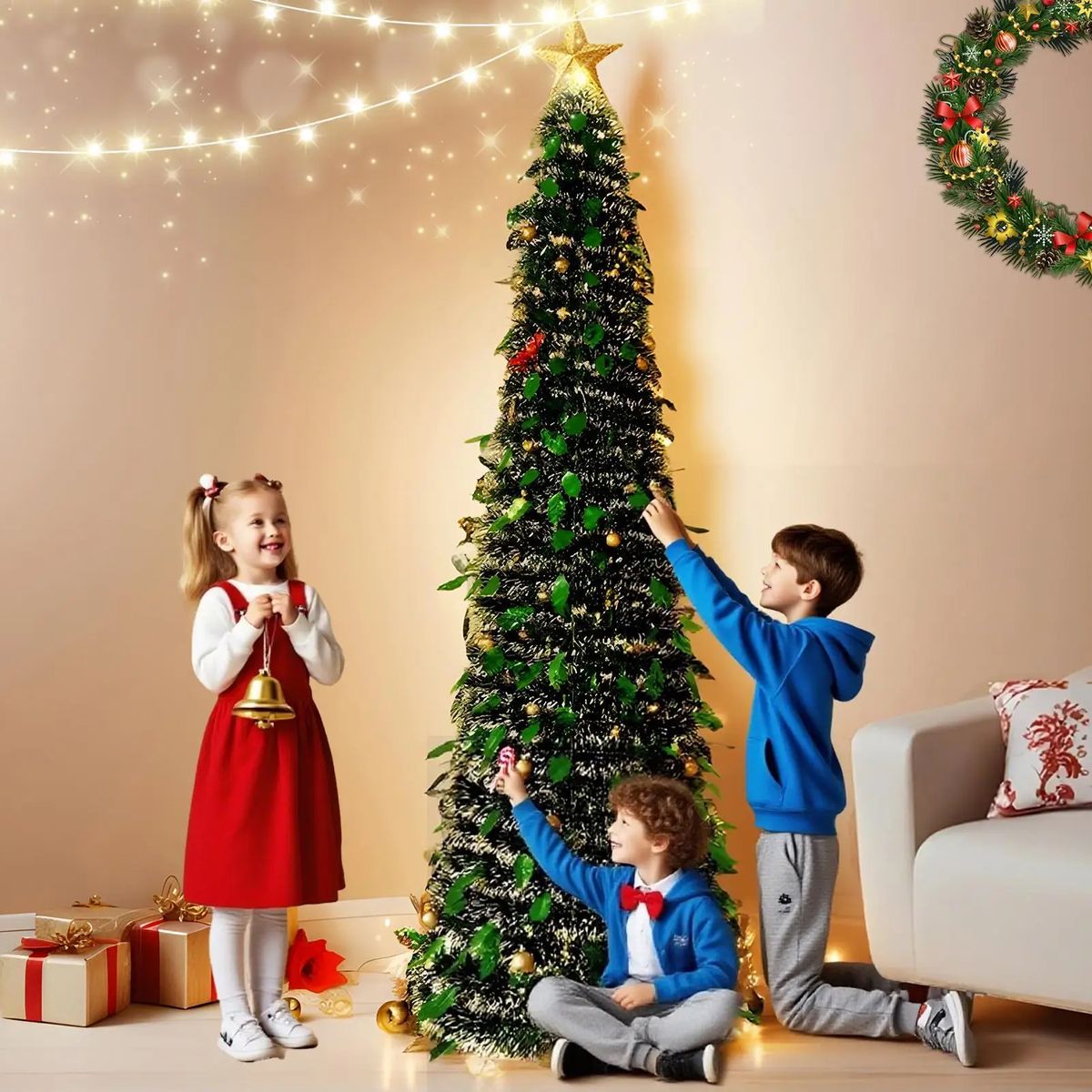 GENERICO - Arbol Navidad Plegable Pino Verde Artificial 150cm Casa Hogar Oficina