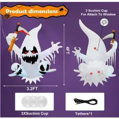 GENERICO - Fantasma 120CM Inflable Decoración Halloween Con luces
