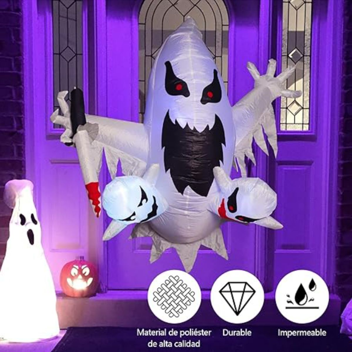 GENERICO - Fantasma 120CM Inflable Decoración Halloween Con luces