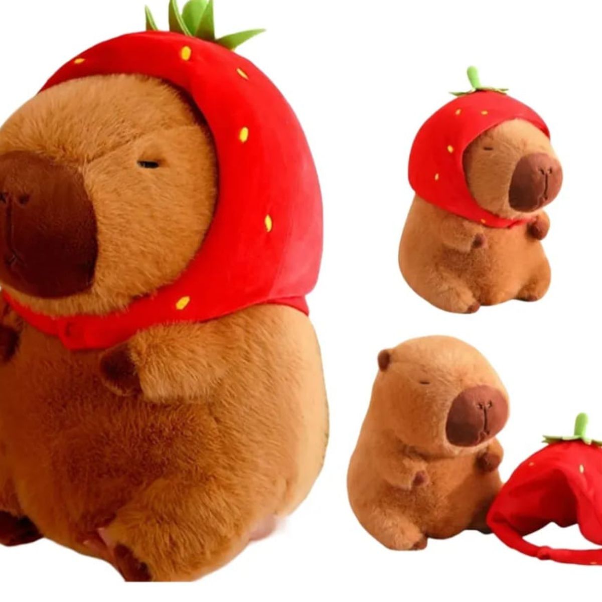 GENERICO - Peluche Capibara Con Gorro  Frutilla 35 cm