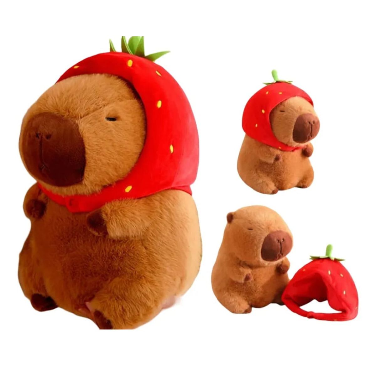 GENERICO - Peluche Capibara Con Gorro  Frutilla 35 cm