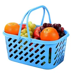 GENERICO - Canasta Plástica Ideal para Compras con Asas Azul Gms