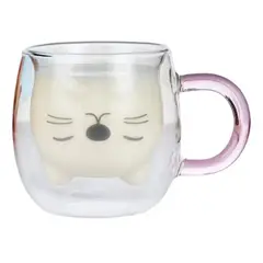 GENERICO - Taza Tazon Gato 3d Vidrio Templado 250ml
