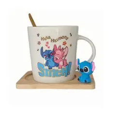 GENERICO - Taza Tazon Mug Stich + Plato + Cuchara