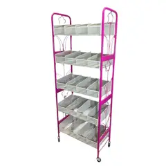GENERICO - Estante Organizador Metálico 5 Niveles Divisiones y Ruedas Gms