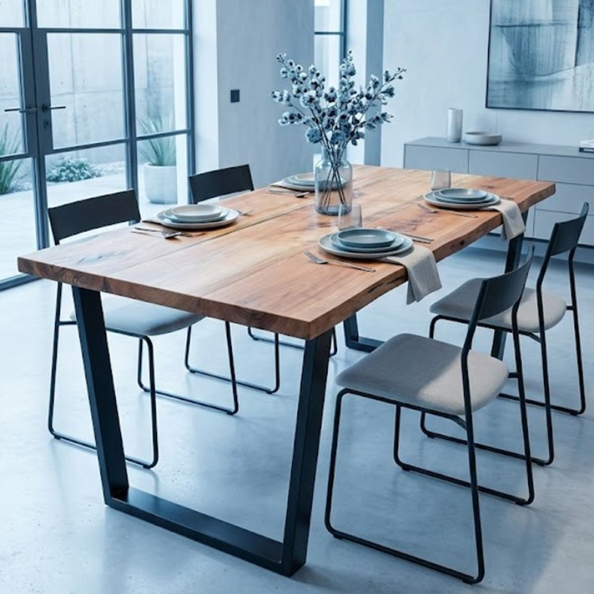 GENERICO - Mesa  Comedor Vertigo  Metal Y Roble  160x90