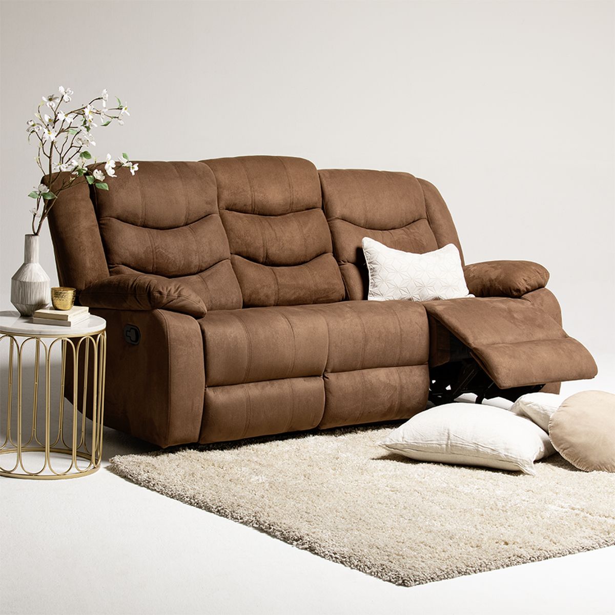 DANIELS - Living Reclinable 3 Cuerpos + Sofá 2 Cuerpos + Berger Café Norman