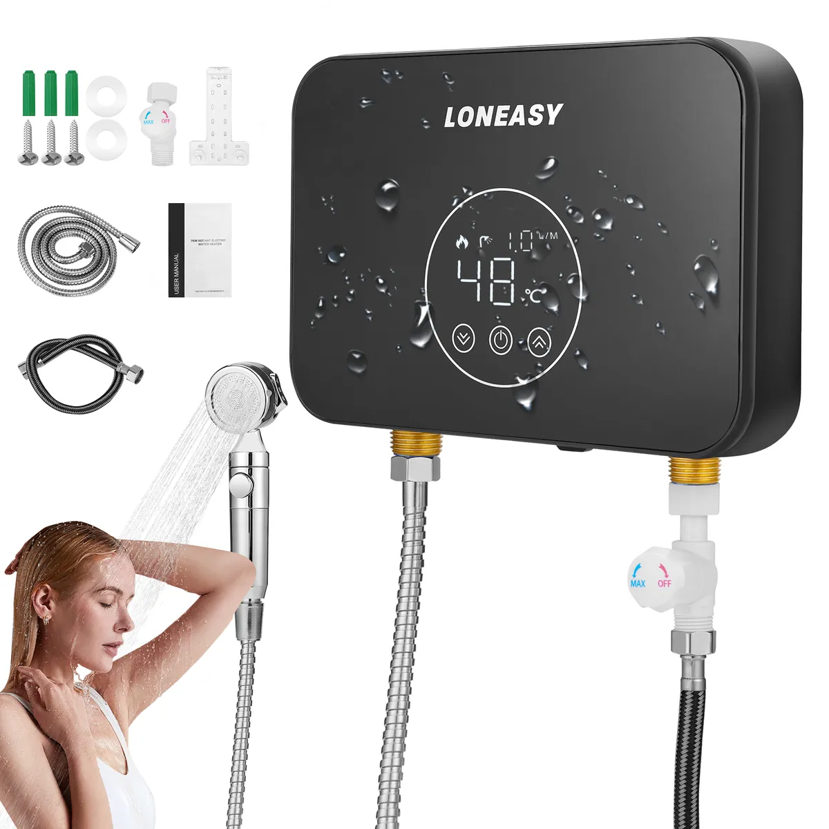 LONEASY - Calentador de aqua instantáneo Calentador instantáneo de agua Máxima eficiencia energética con SEC