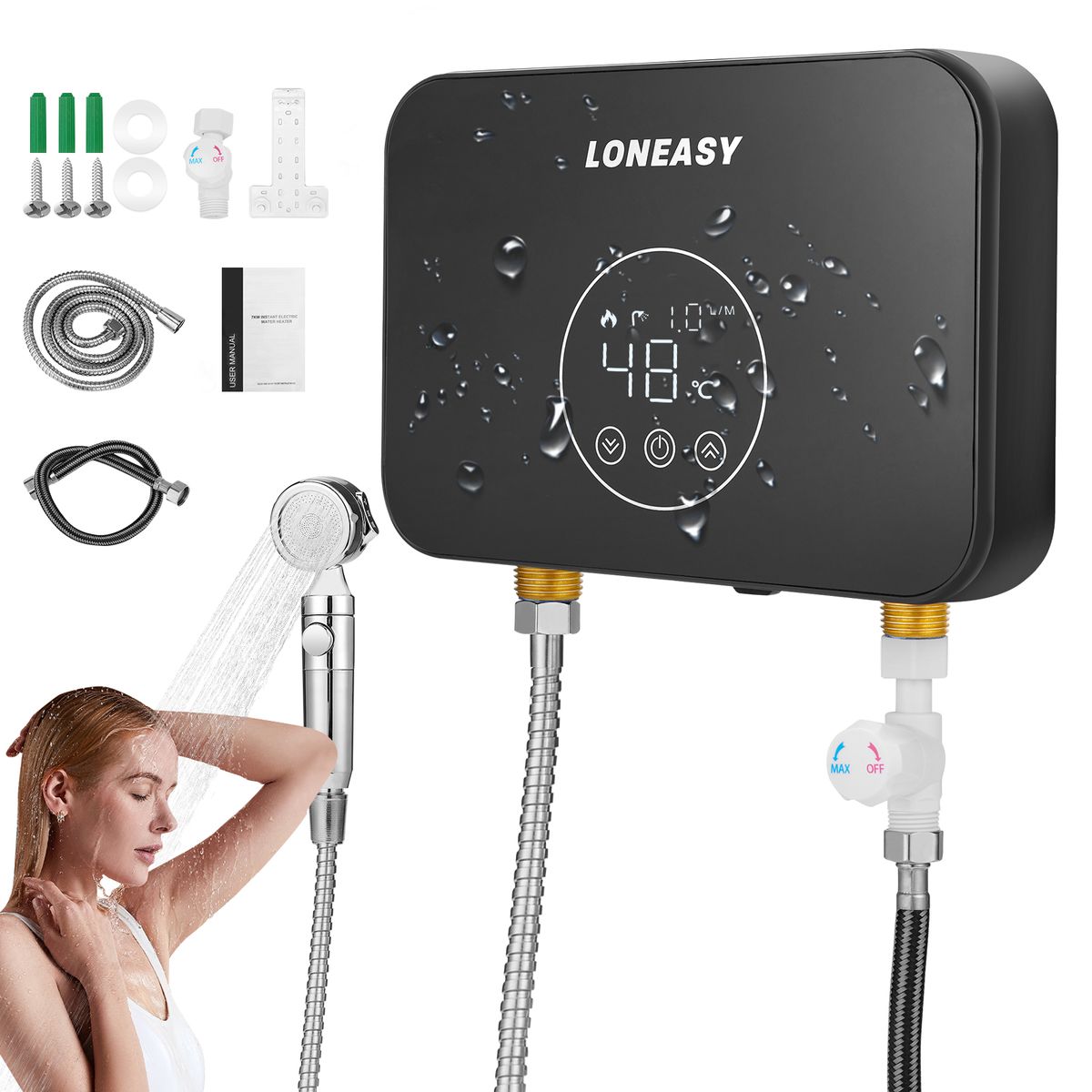 LONEASY - Calentador de aqua instantáneo Calentador instantáneo de agua Máxima eficiencia energética con SEC