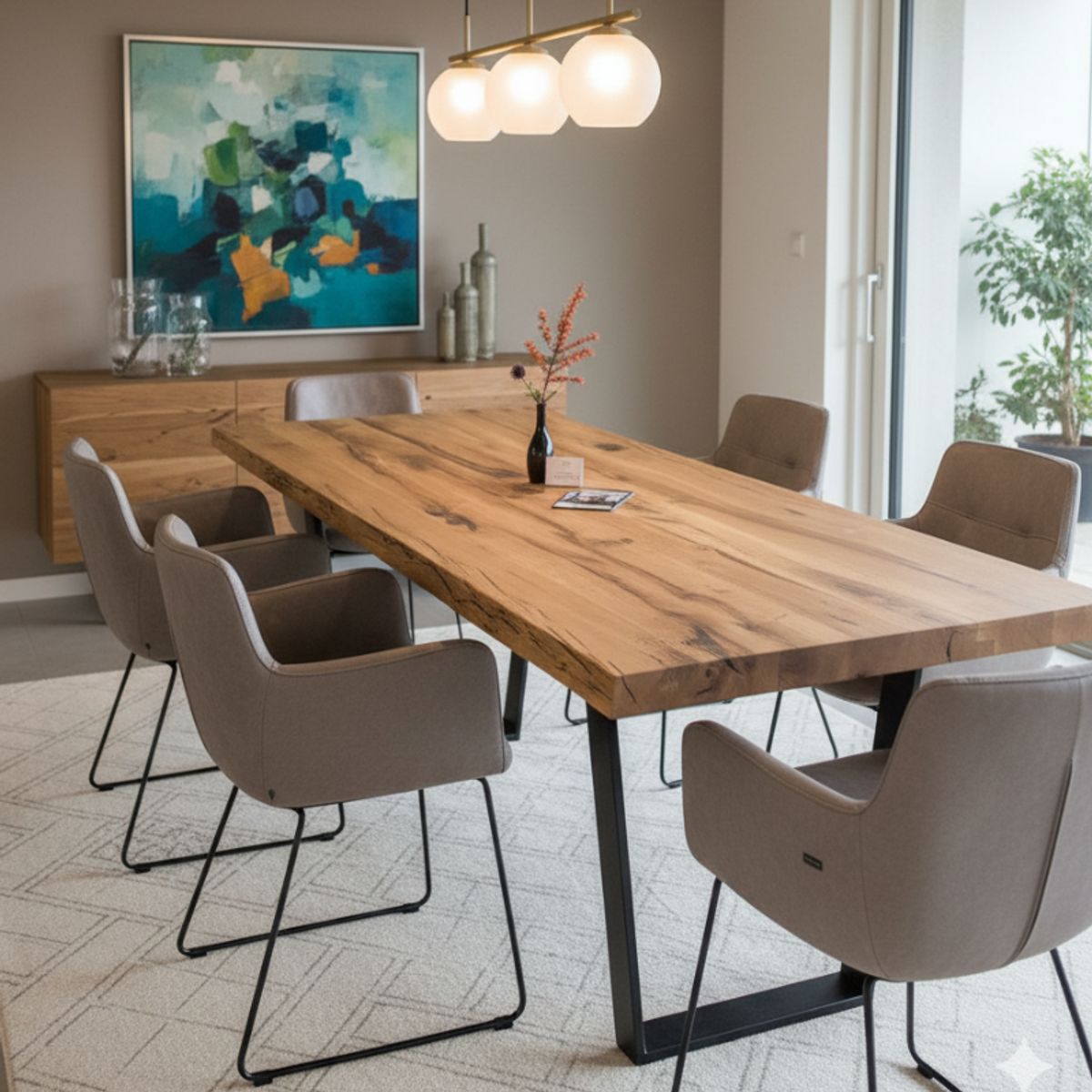 GENERICO - Mesa  Comedor Vertigo  Metal Y Roble  220x90