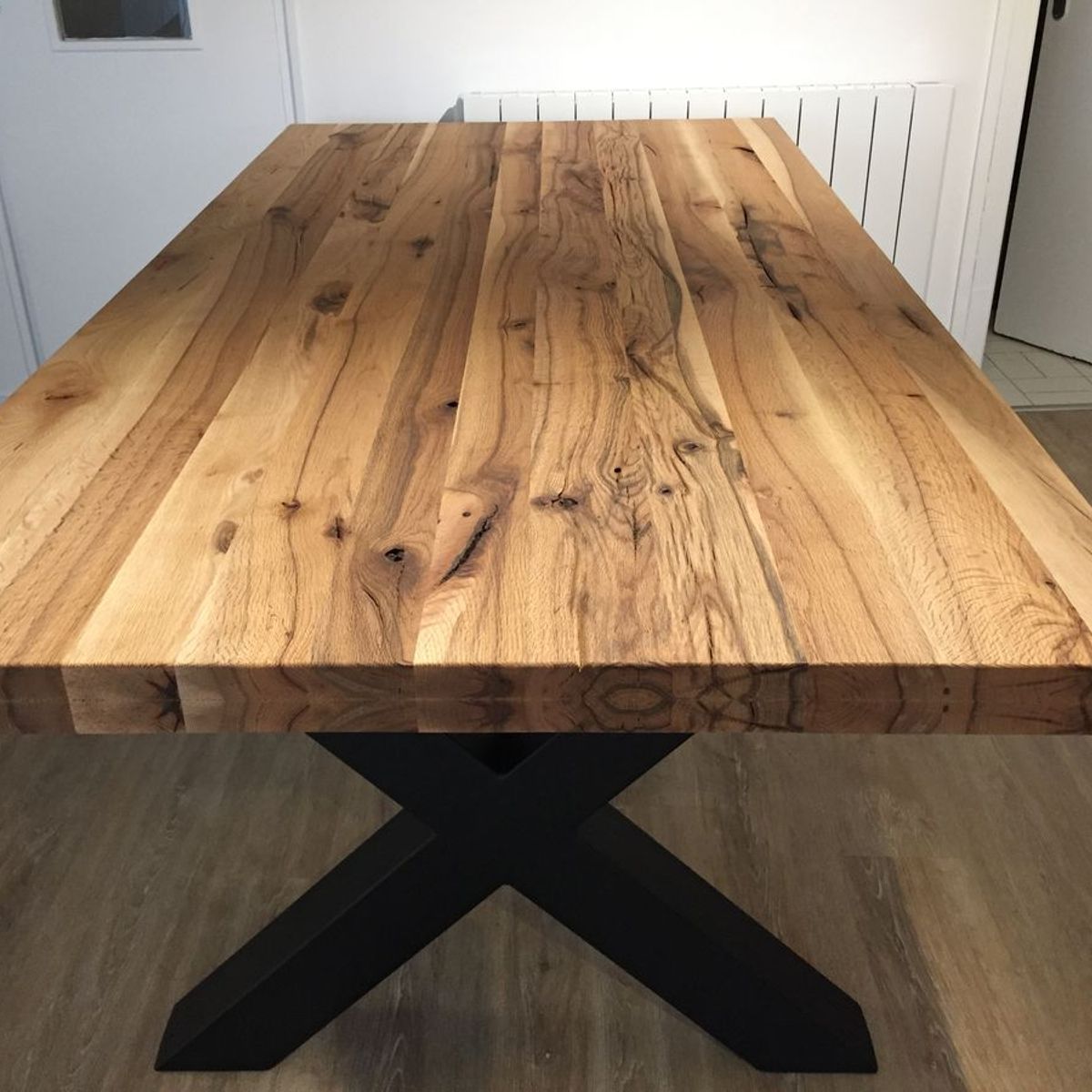 GENERICO - Mesa / Comedor Cascada / Roble Y Metal / 120 X 70