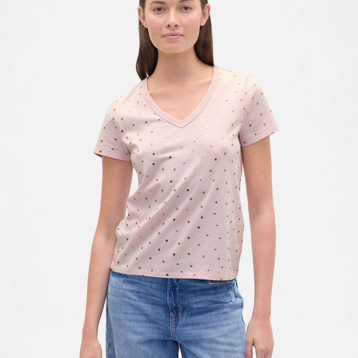 GAP - Polera Gap V-Neck Manga Corta Mujer