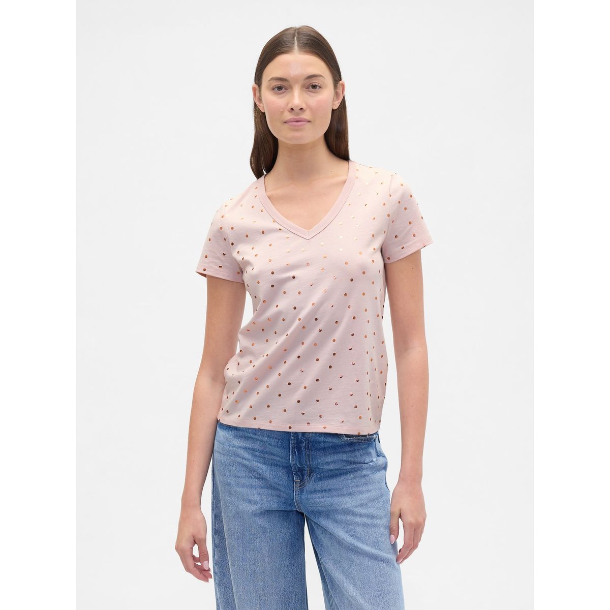 GAP - Polera Gap V-Neck Manga Corta Mujer