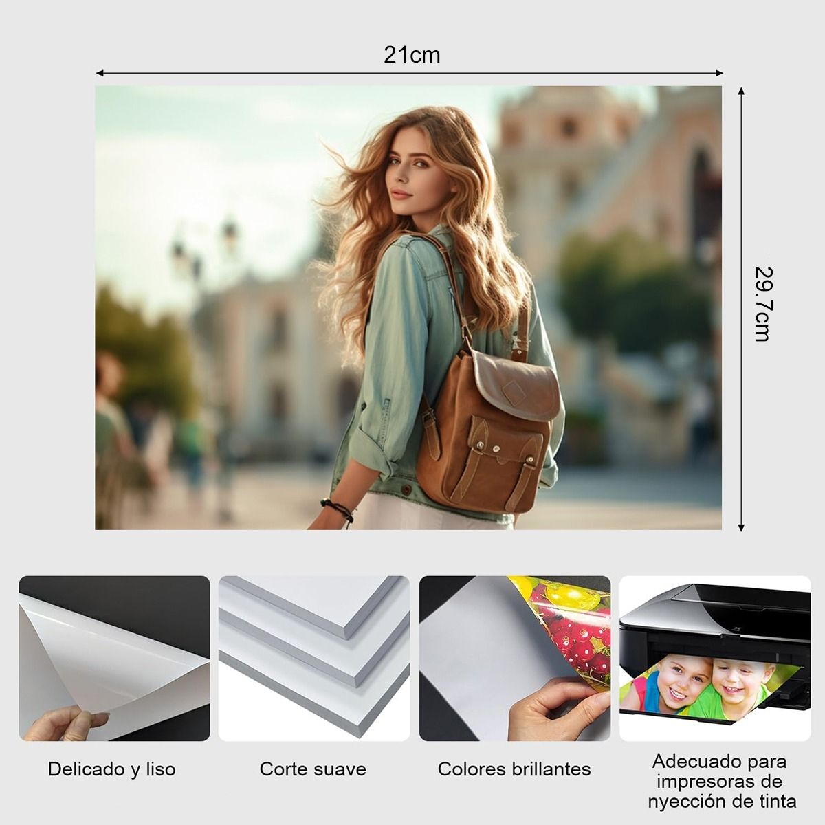 SUPERCENTER - Papel Fotográfico Brillante Opalina A4 Pack 50 Hojas 230 Gr Blanco