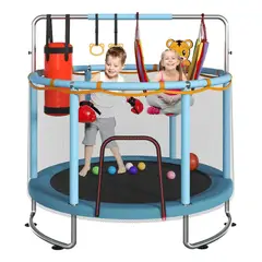 EVERSO - Cama Elastica Para Niños Trampolin Con Juguetes 140cm 300kg Azul