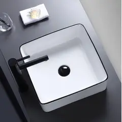 BLUEDREAMER - Lavabo de cerámica integrado en encimera