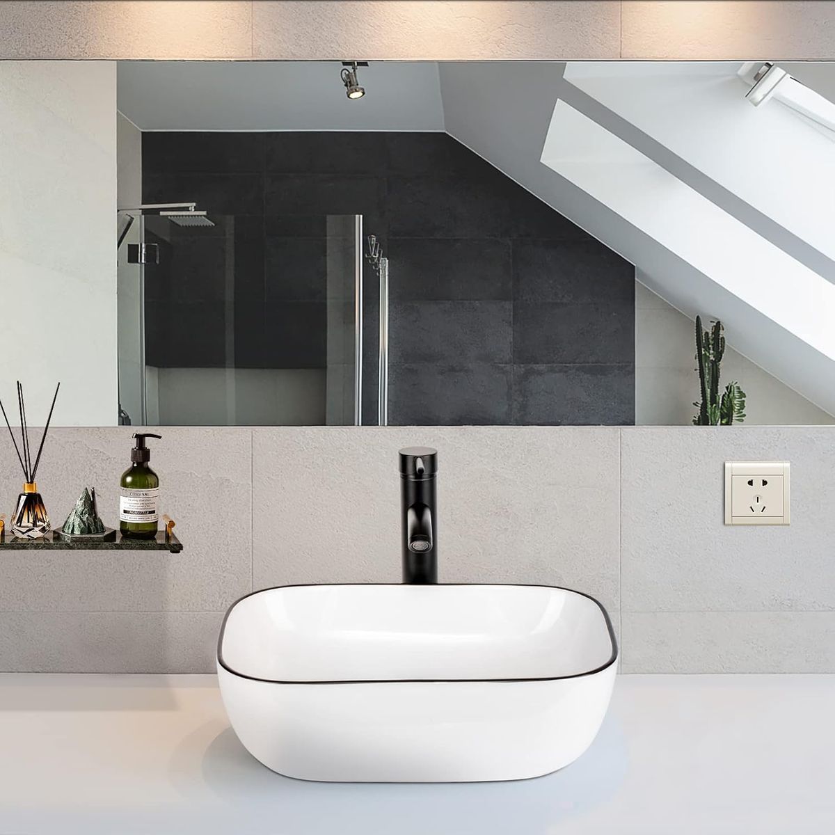 BLUEDREAMER - Lavabo de cerámica integrado en encimera