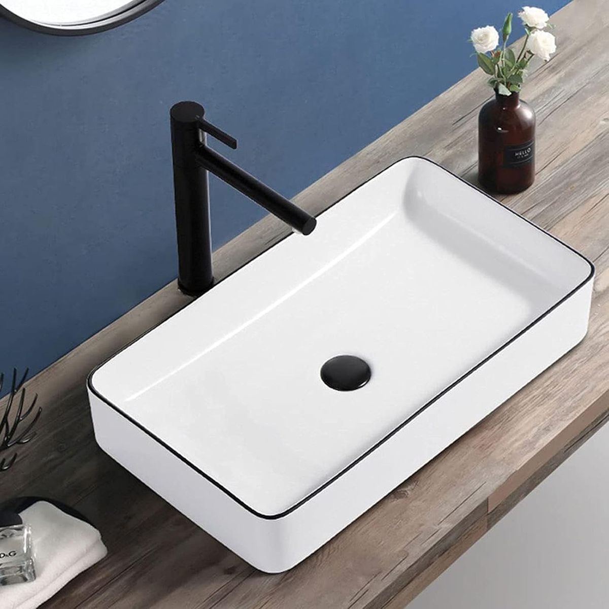 BLUEDREAMER - Lavabo de cerámica integrado en encimera