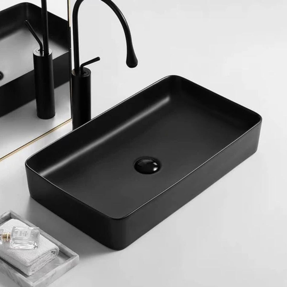 BLUEDREAMER - Lavabo de cerámica integrado en encimera