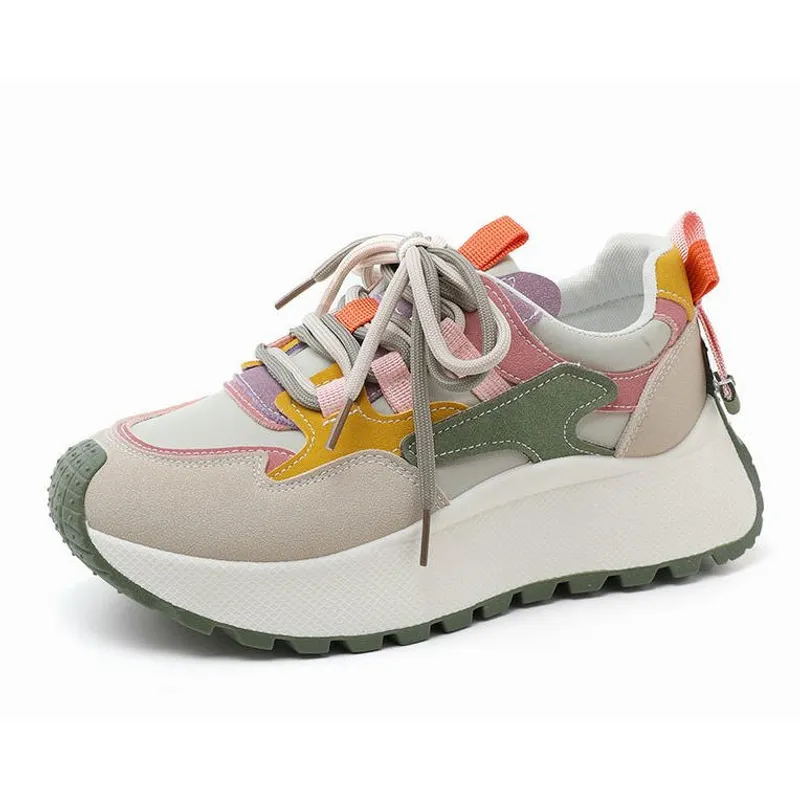 DANWEILE - Zapatillas de plataforma de malla para mujer Verde