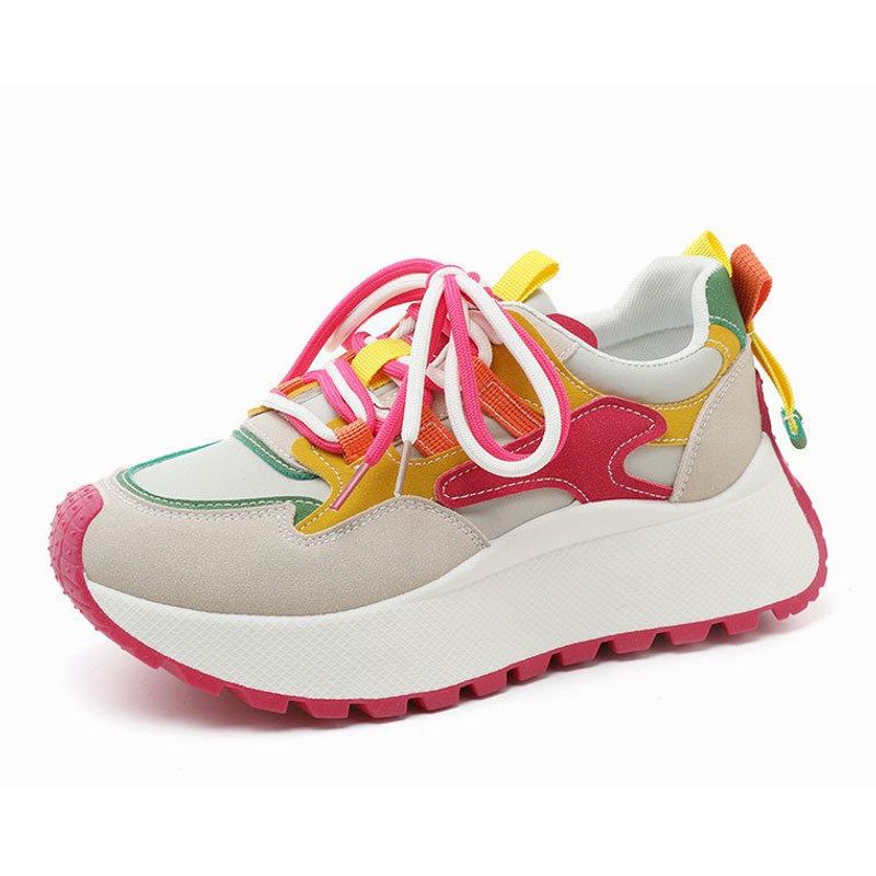 DANWEILE - Zapatillas de plataforma de malla para mujer Rojo