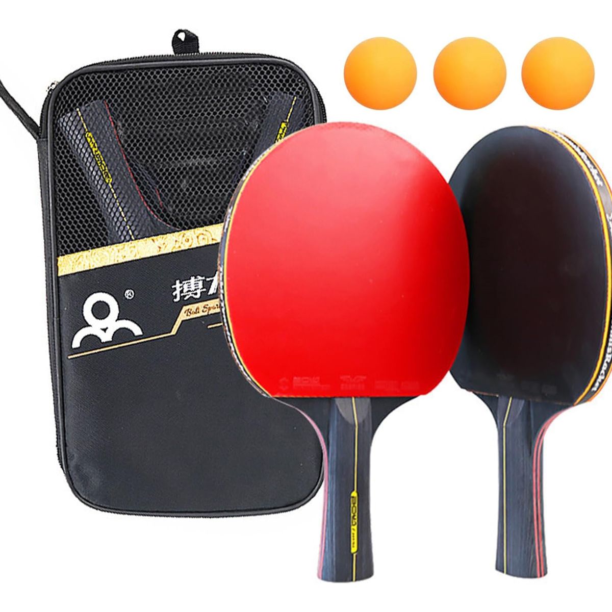 KINDA NICE - Set Paletas Ping Pong Tenis Mesa Boli 6 Estrellas +3 Pelotas