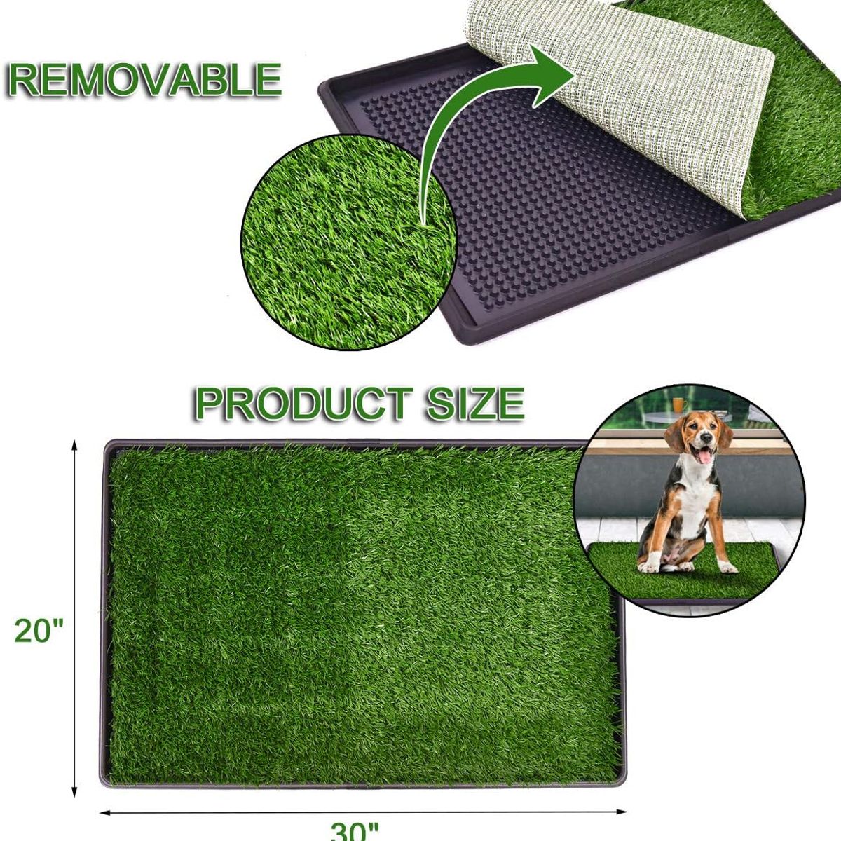 MOVI - BAÑO PORTÁTIL PARA PERROS XXL  CÉSPED SINTÉTICO