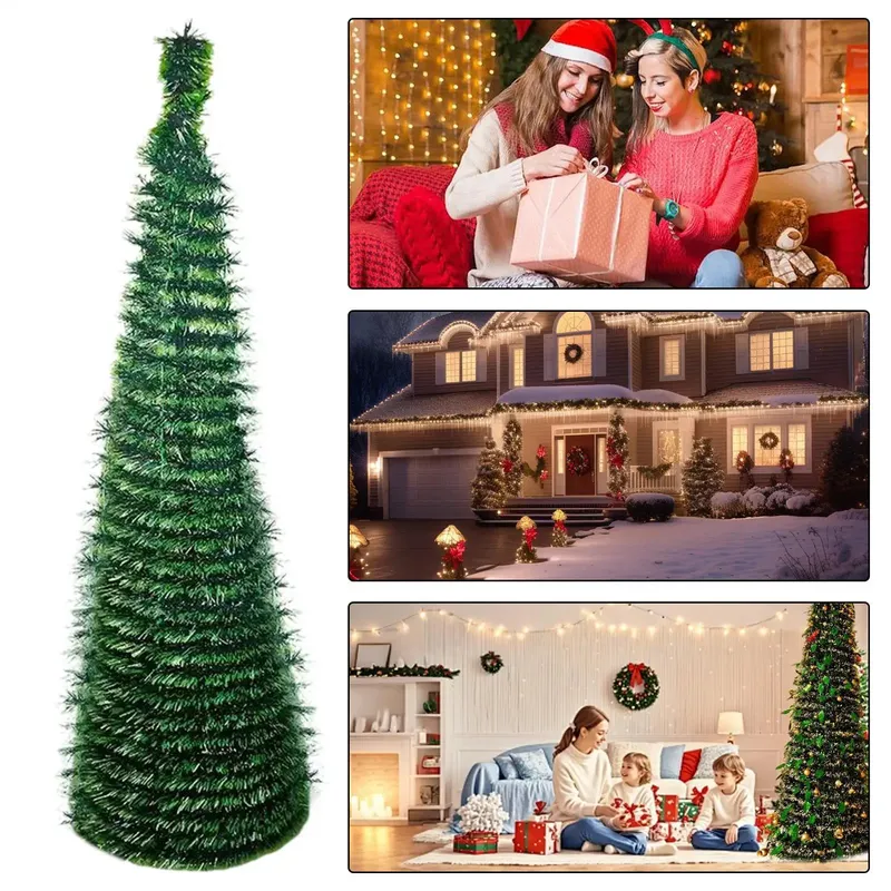 GENERICO - Arbol Navidad Plegable Espiral Pino Verde Artificial 150 cm Casa Sala