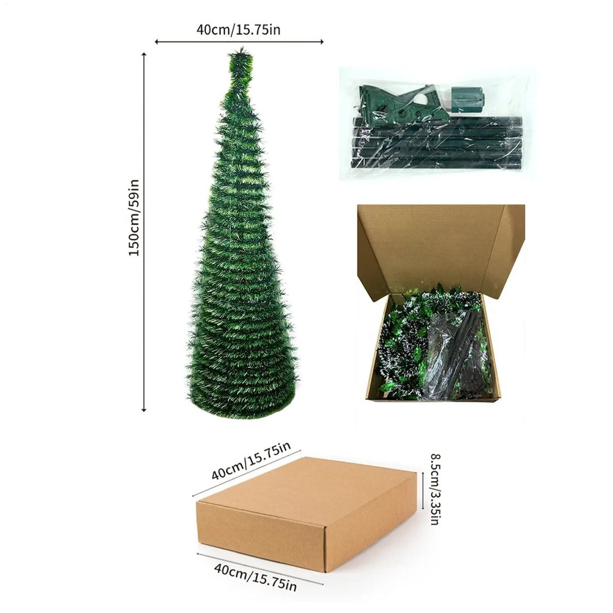 GENERICO - Arbol Navidad Plegable Espiral Pino Verde Artificial 150 cm Casa Sala