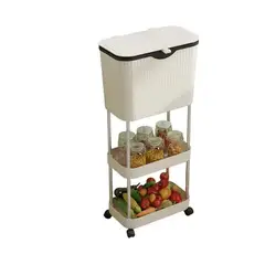 GENERICO - Contenedor Organizador 3 Niveles Con Ruedas Crema