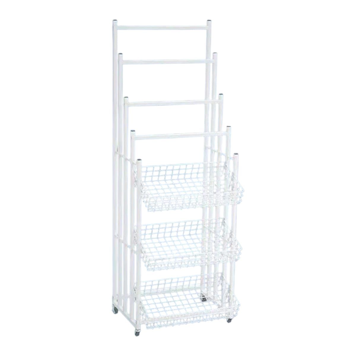 GENERICO - Exhibidor Metálico Multifuncional con Canastas y Ganchos Gms