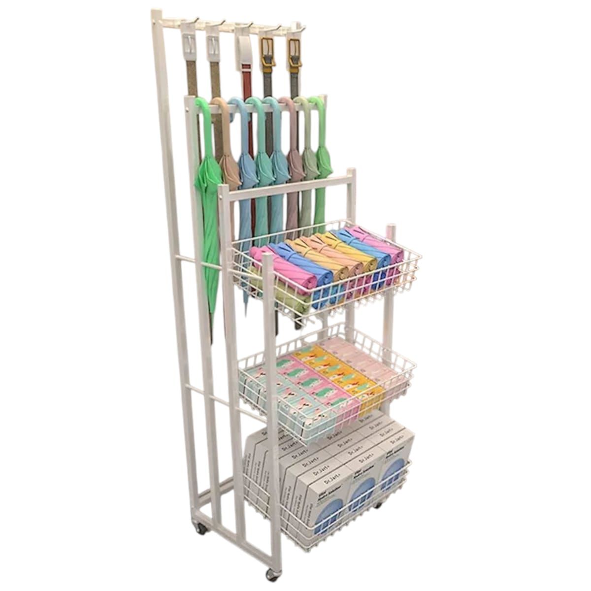 GENERICO - Exhibidor Metálico Multifuncional con Canastas y Ganchos Gms