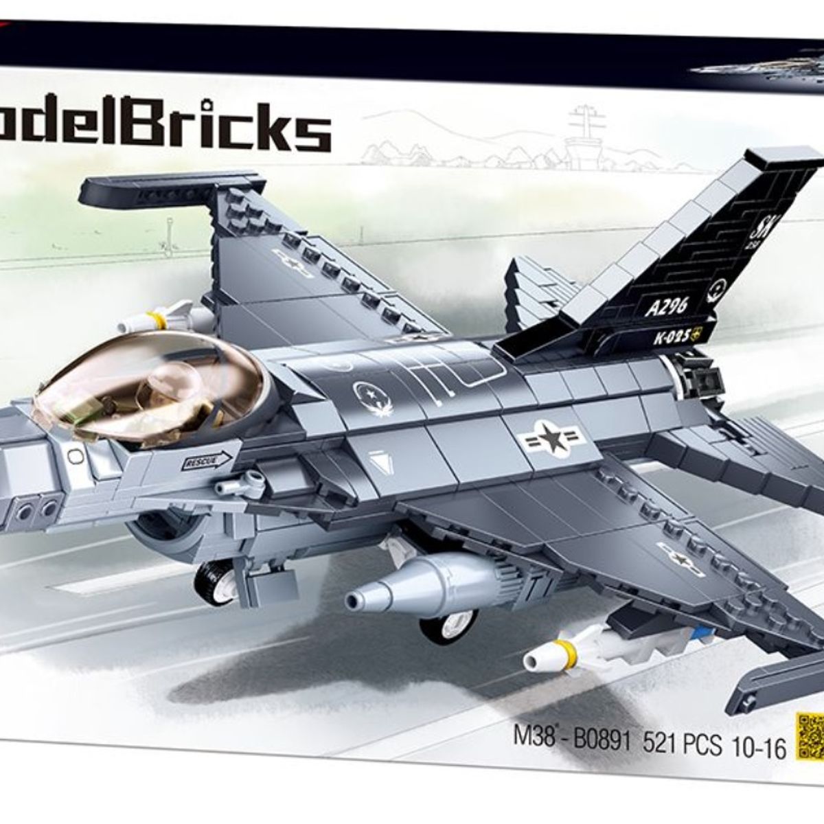 SLUBAN - Pack Avión F-16 + Helicoptero UH-60 FACH compatible Lego