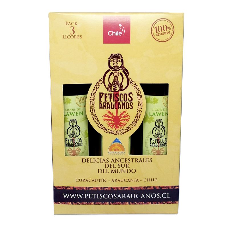 PETISCOS ARAUCANOS - LICOR DE LAWEN PACK 3 X 250 ML