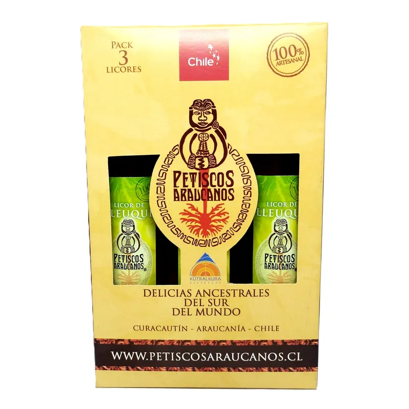 PETISCOS ARAUCANOS - LICOR DE LLEUQUE PACK 3 X 250 ML