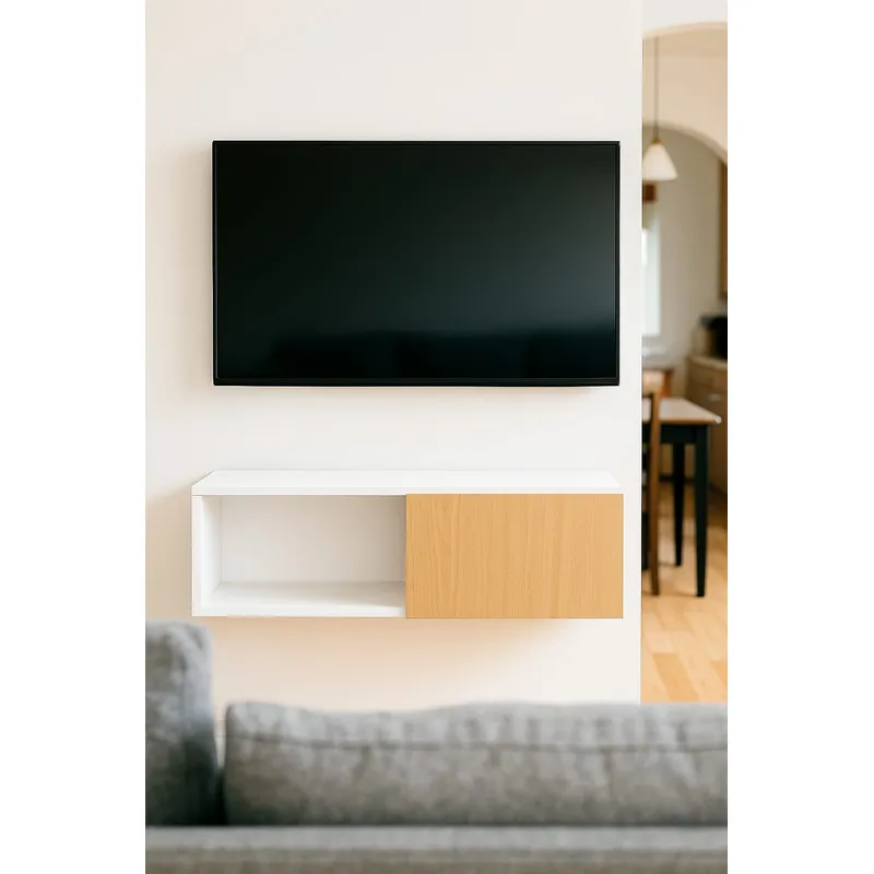 GENERICO - Rack flotante Moderno para tv 80 x 32 color blanco con puerta abatible