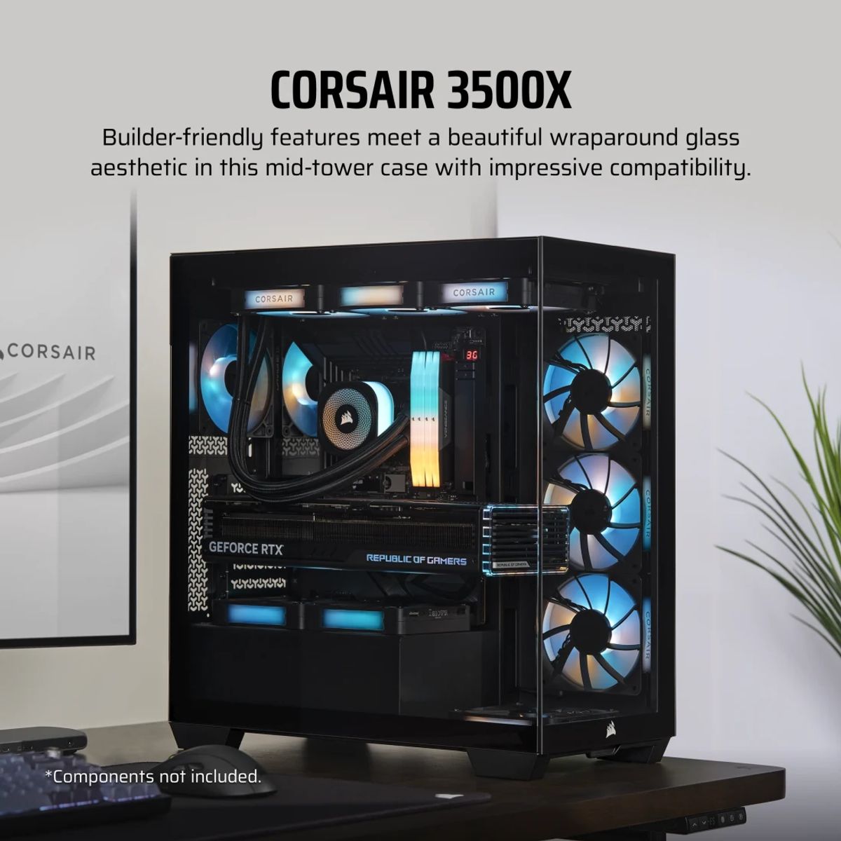 CORSAIR - Gabinete Gamer Corsair 3500X ATX Color Negro