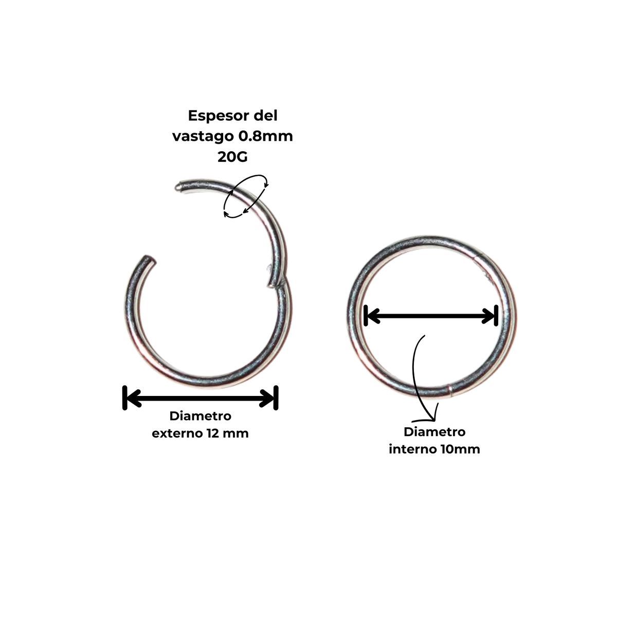 ELBAULDEJUMA - Argollas Clicker 10mm 20g Acero Quirurgico Plateadas Ligeras