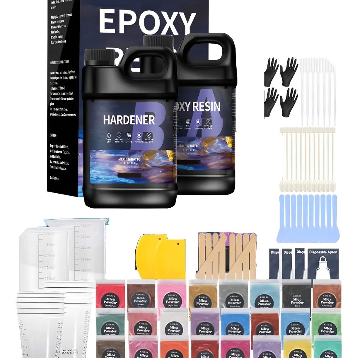 GENERICO - Resina Epóxica 2kg 86 Piezas Profesional Especial Mesa