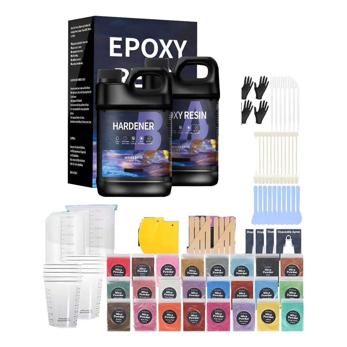 GENERICO - Resina Epóxica 2kg 86 Piezas Profesional Especial Mesa