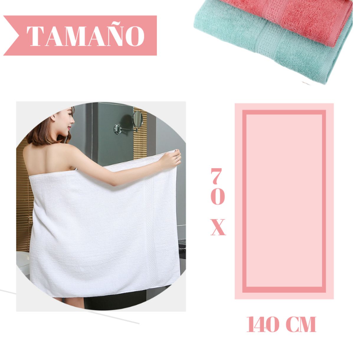 GARSIL - Toalla de Baño Cuerpo Rosa 100% Algodon Gruesa