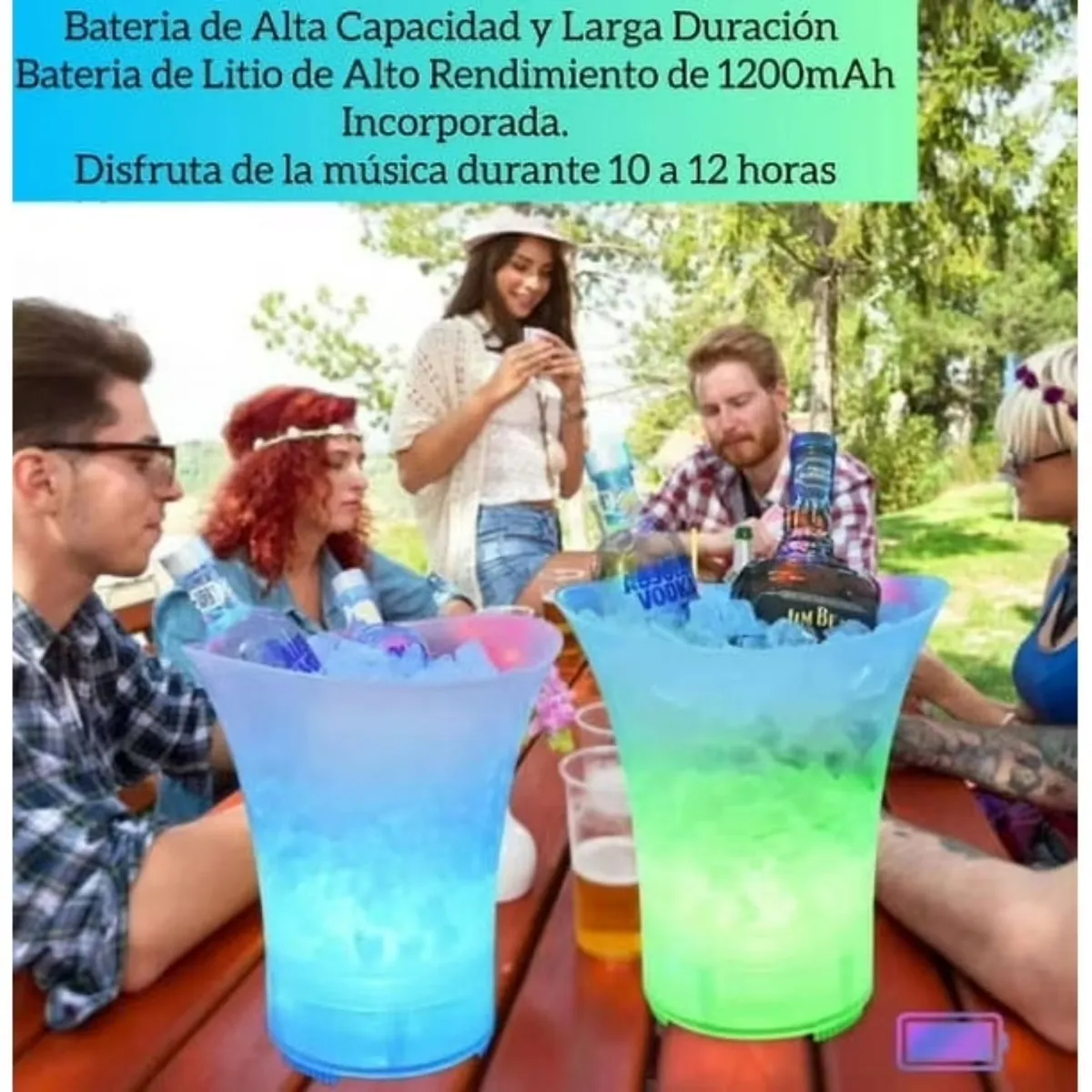 MOVI - Hielera 4 en 1 (Hielera + Parlante + Bluetooth + Luz Led)