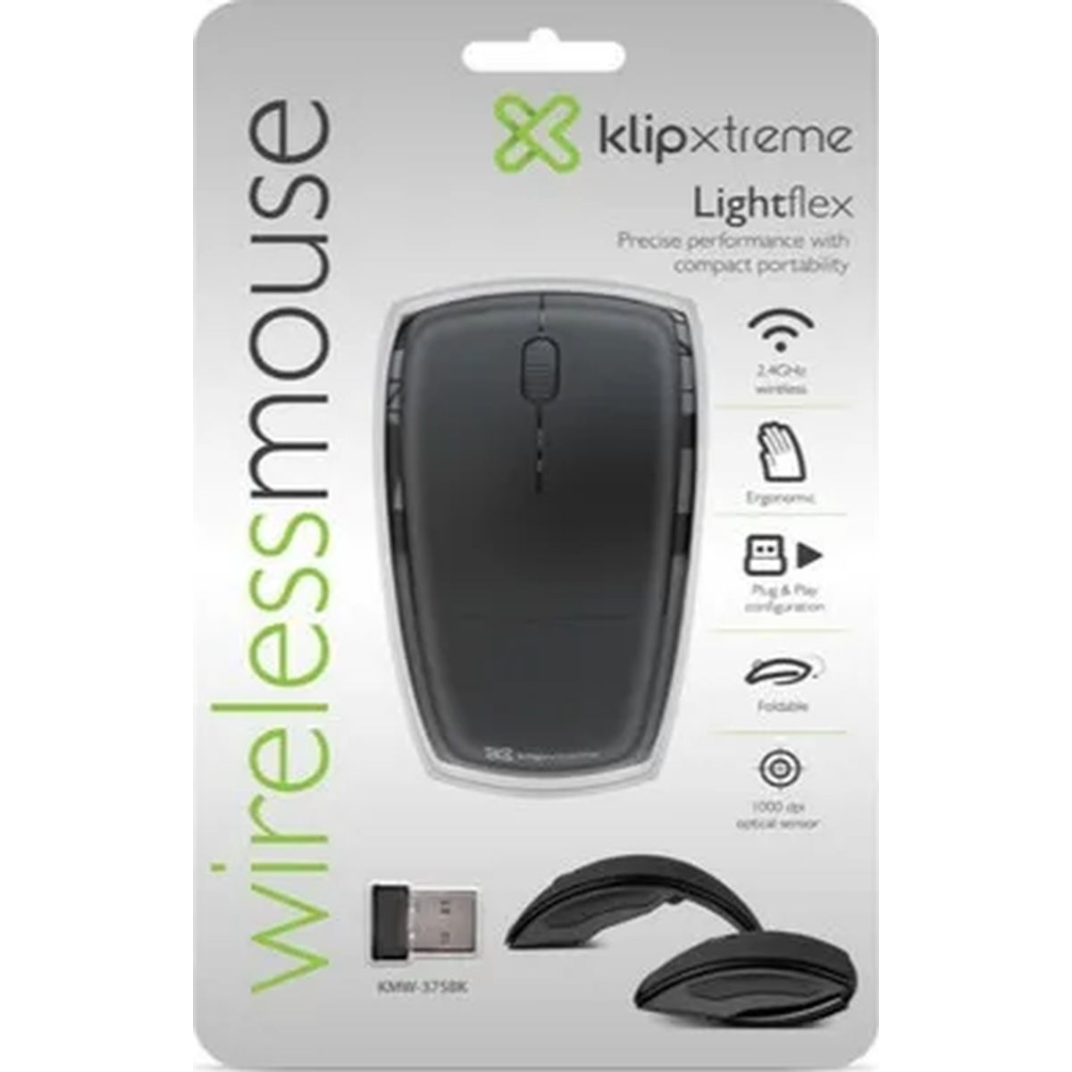 GENERICO - Klip Xtreme mouse inalámbrico plegable gris