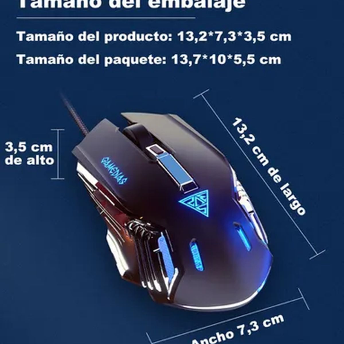 GENERICO - Mouse gamer Xundefined rgb 7200dpi negro