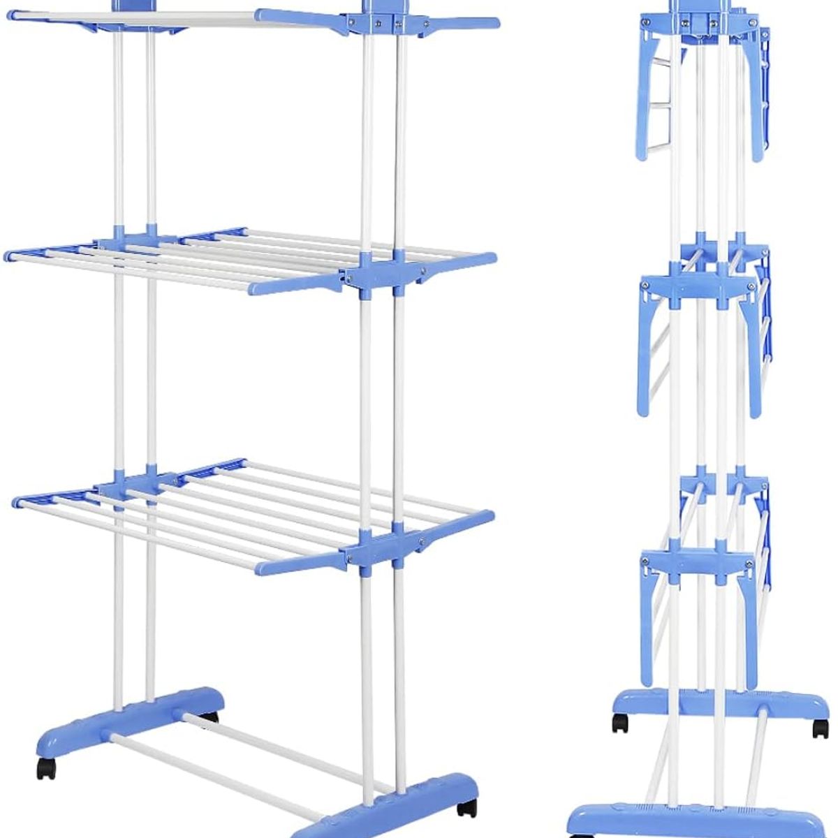 MOVI - Tendedero Plegable Multifuncional de 3 Niveles con Ruedas