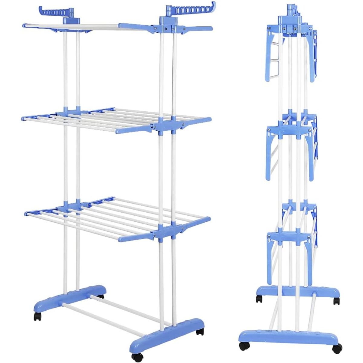 MOVI - Tendedero Plegable Multifuncional de 3 Niveles con Ruedas