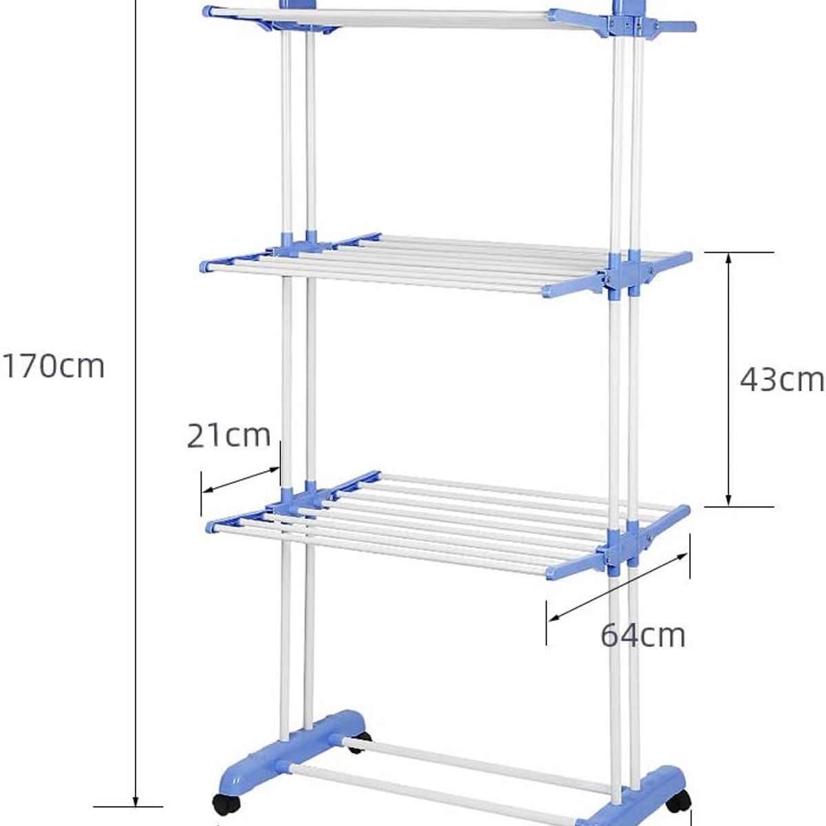 MOVI - Tendedero Plegable Multifuncional de 3 Niveles con Ruedas