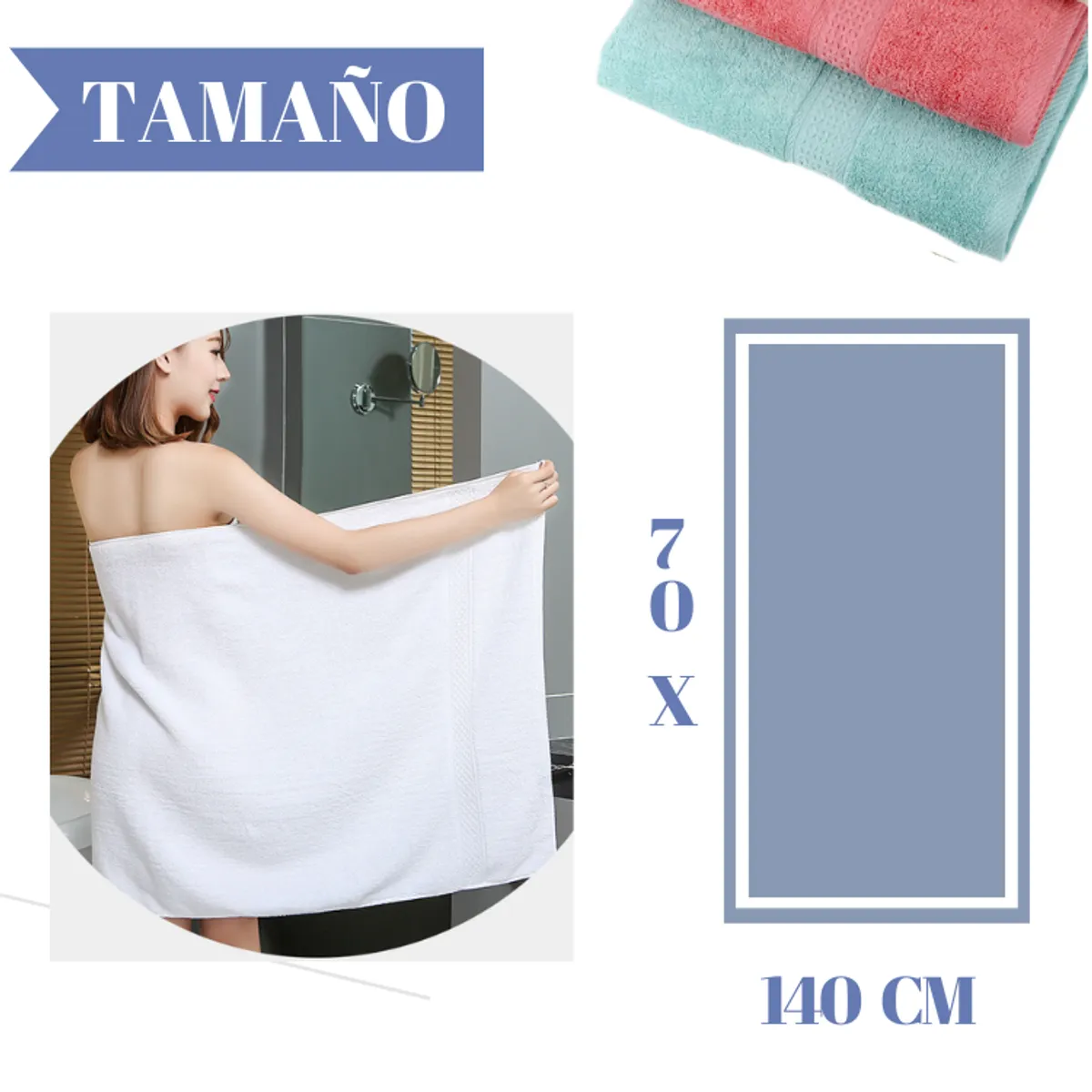GARSIL - Toalla de Baño Cuerpo Azul 100% Algodon Gruesa