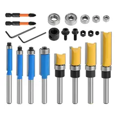 GENERICO - Fresa Madera Copiadora Dif Medidas Vástago De ¼ 23pcs