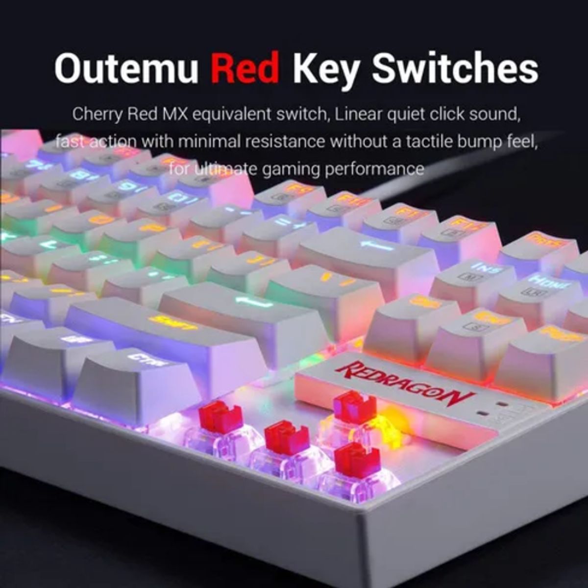 GENERICO - Teclado Redragon Kumara K552 rainbow switch red blanco